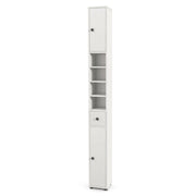 Armadio da bagno alto-Mobiletto da bagno slim con 1 cassetto di stoccaggio, Armadio da bagno 5 ripiani regolabili struttura antiscivolo Bianco