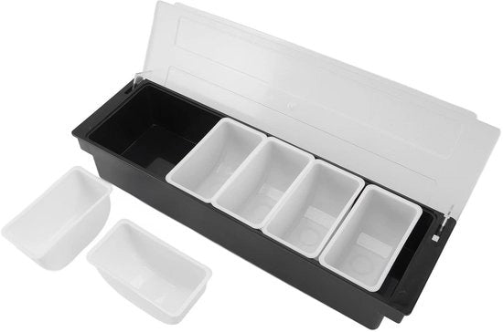 Box di spezie con coperchio trasparente - 6 compartimenti - in plastica duratura - multifunzionale - progettata per essere pratica - box di spezie