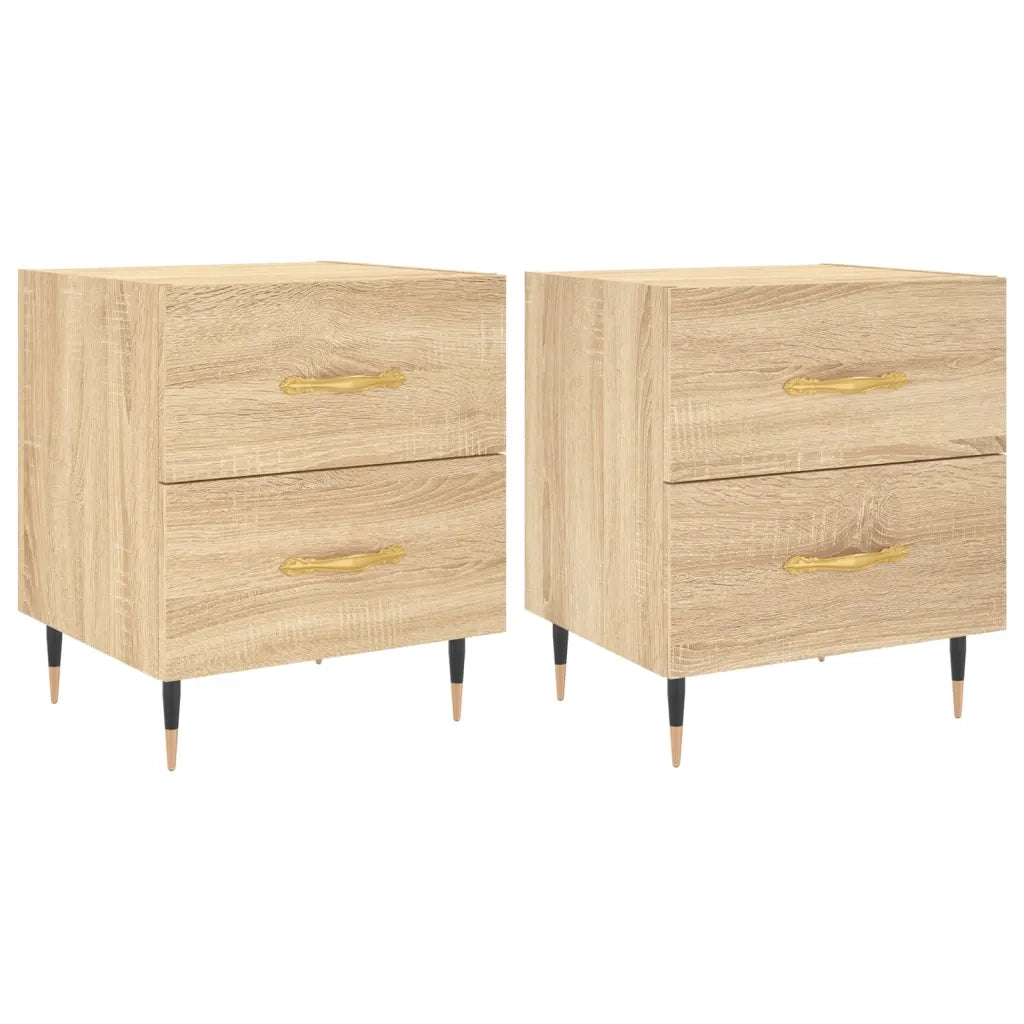 Set di 2 Comodini | Armadio da Notte | Mobiletto da notte Rovere Sonoma 40x35x47,5 cm in Legno Multistrato