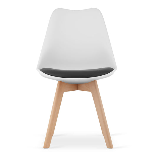 Sedia VALORA RIXK nera e bianca con gambe naturali