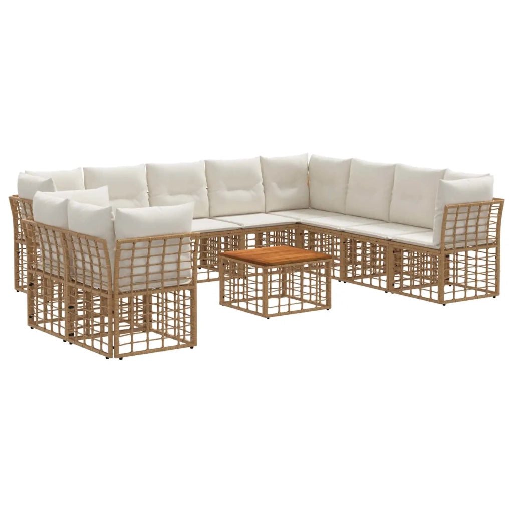 Set di divani da esterno 11 pcs Naturale e Bianco Crema