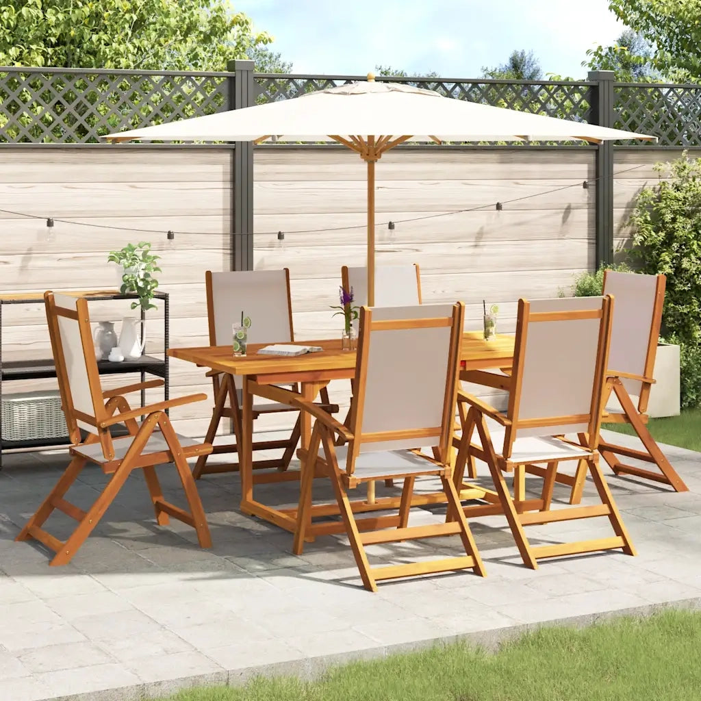 Set Pranzo da Giardino 7pz Legno Massello di Acacia e Textilene