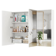 Armadietto bagno specchio 3 ante parete incasso medicinali 6 scomparti, Armadietto effetto legno struttura legno robusta 87cm