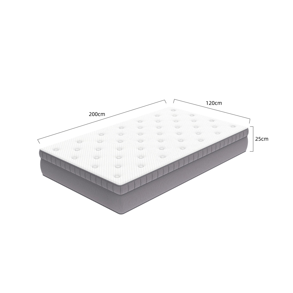 Materasso 120 × 200 cm a 7 zone con bordo rinforzato, materasso incluso, in schiuma e molle, bianco antico