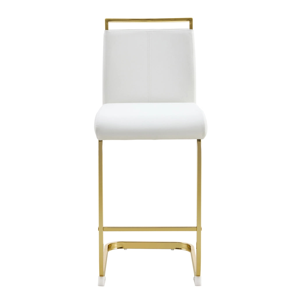 Set di 2 sgabelli da bar bianchi e oro in PU, h 96,5 cm
