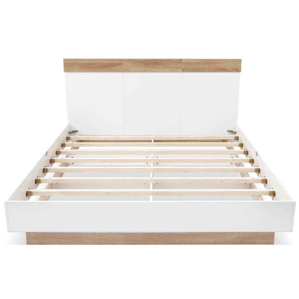 LETTO matrimoniale sospeso 140x200 cm in legno bianco e rovere Sonoma