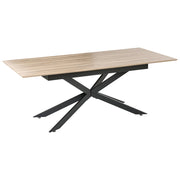 Tavolo da pranzo marrone chiaro con piano in MDF impiallacciato carta 160/200 x 90 cm Gambe in ferro Allungabile Rettangolare