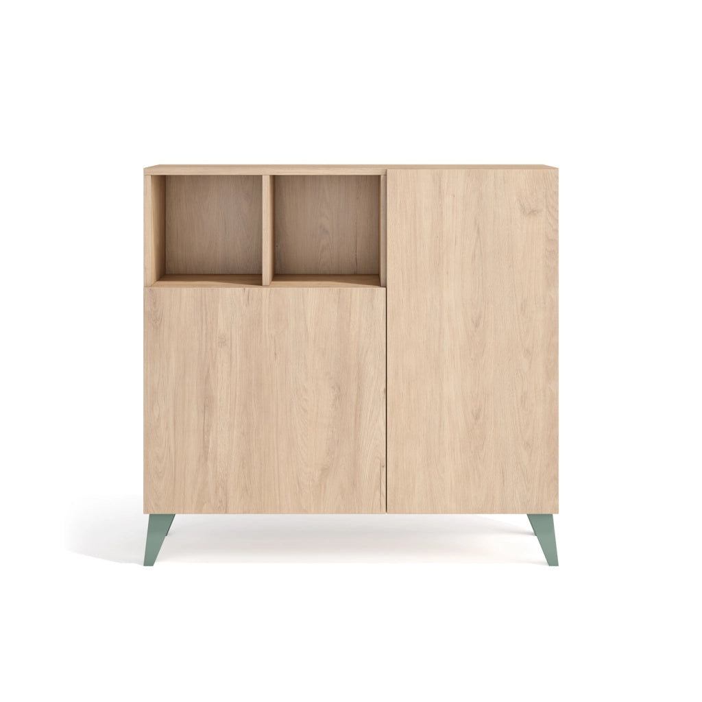 Scarpiera Herdasa effetto rovere chiaro gambe verdi 87x90x27