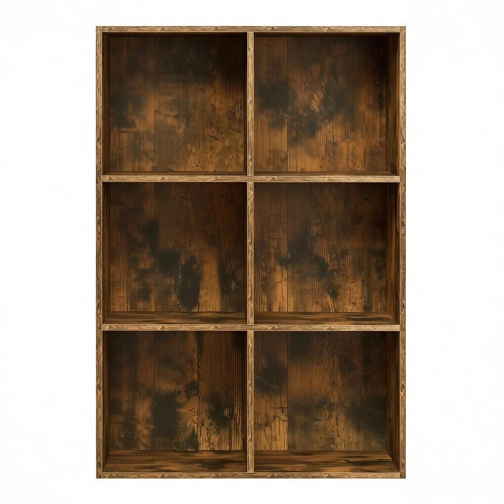 Libreria a cubi 6 vani in legno ingegnerizzato marrone rustico
