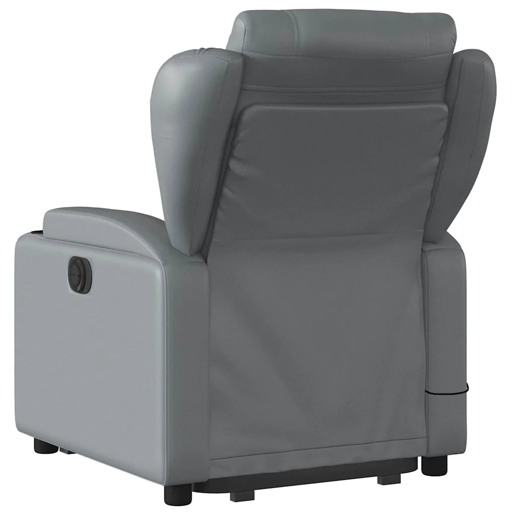 Poltrona Alzapersona Reclinabile Massaggio Grigio Similpelle 3204554