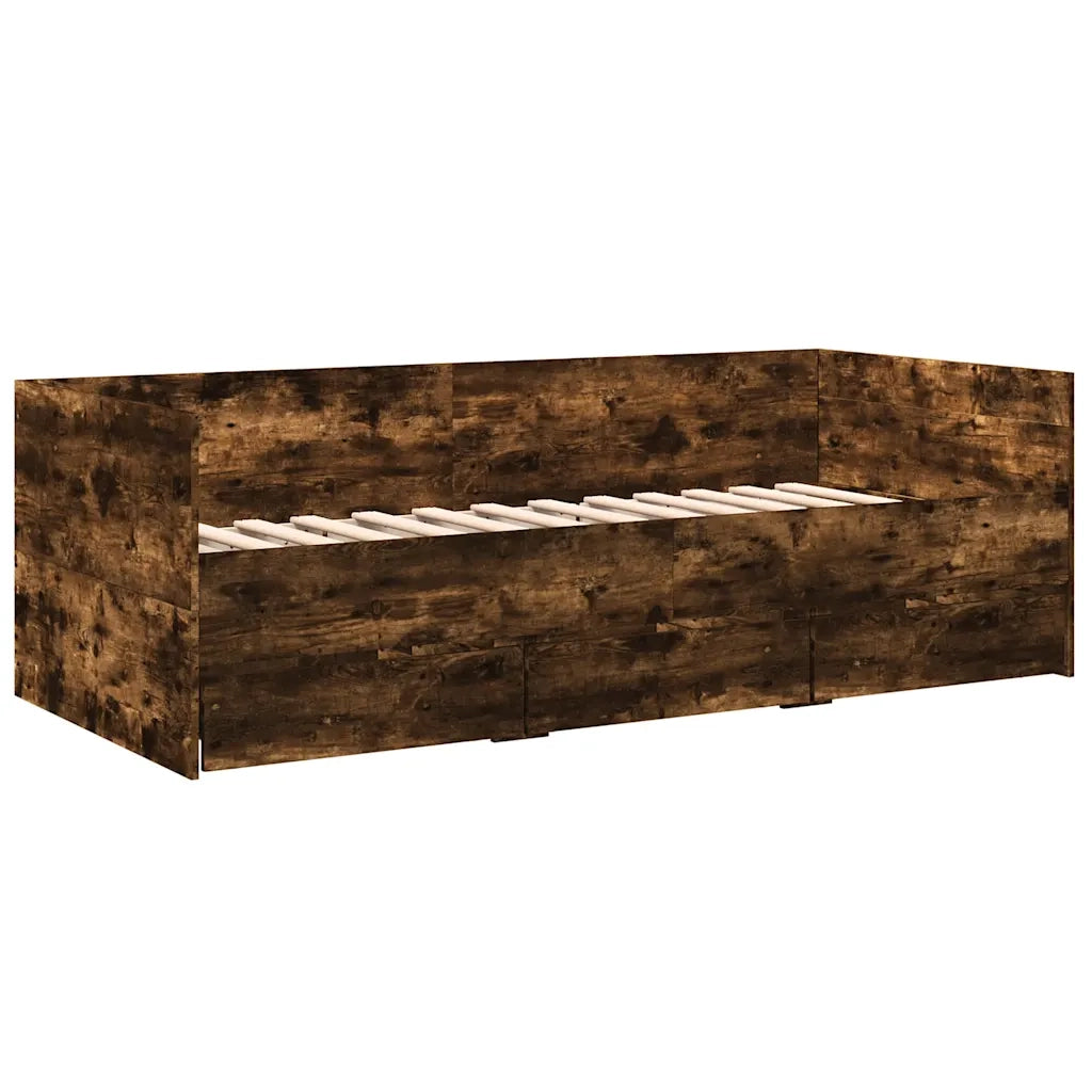 Divano letto | Sof¨¤ letto | Letto singolo con Cassetti senza Materasso Rovere Fumo 75x190 cm