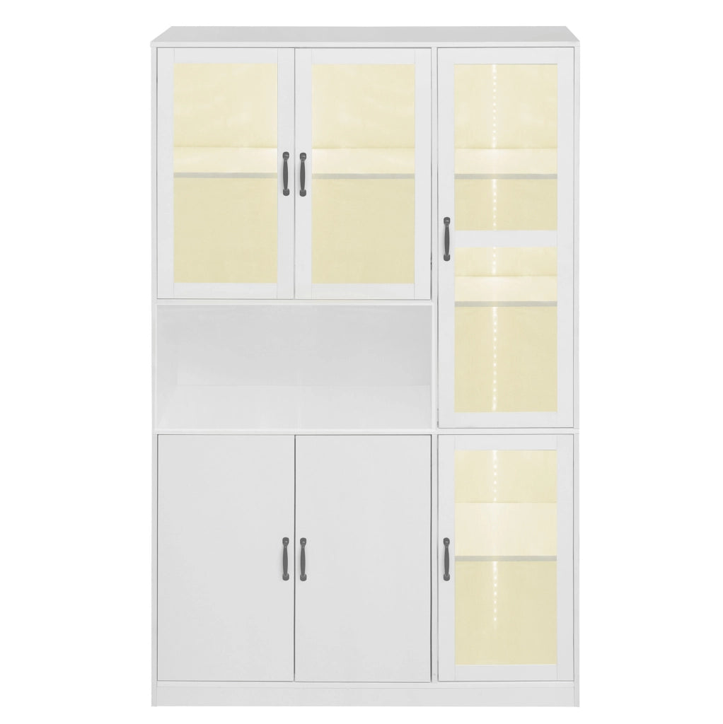 Vetrina libreria 120x40x200 cm in MDF bianco con LED USB e ripiani regolabili