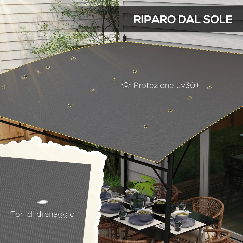 Pergola Gazebo da Giardino con Drenaggio ¨C Xylo ¨C Metallo Grigio Antracite 400x296x262 cm