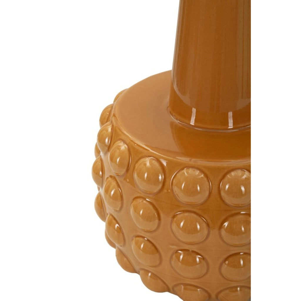 Lampada da tavolo Gress in ceramica senape e tessuto