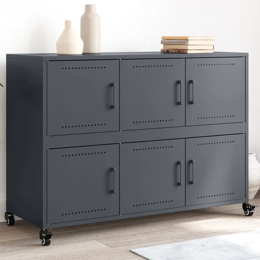Credenza | Madia | Buffet da pranzo | Armadio da pranzo Antracite 100,5x39x72 cm in Acciaio