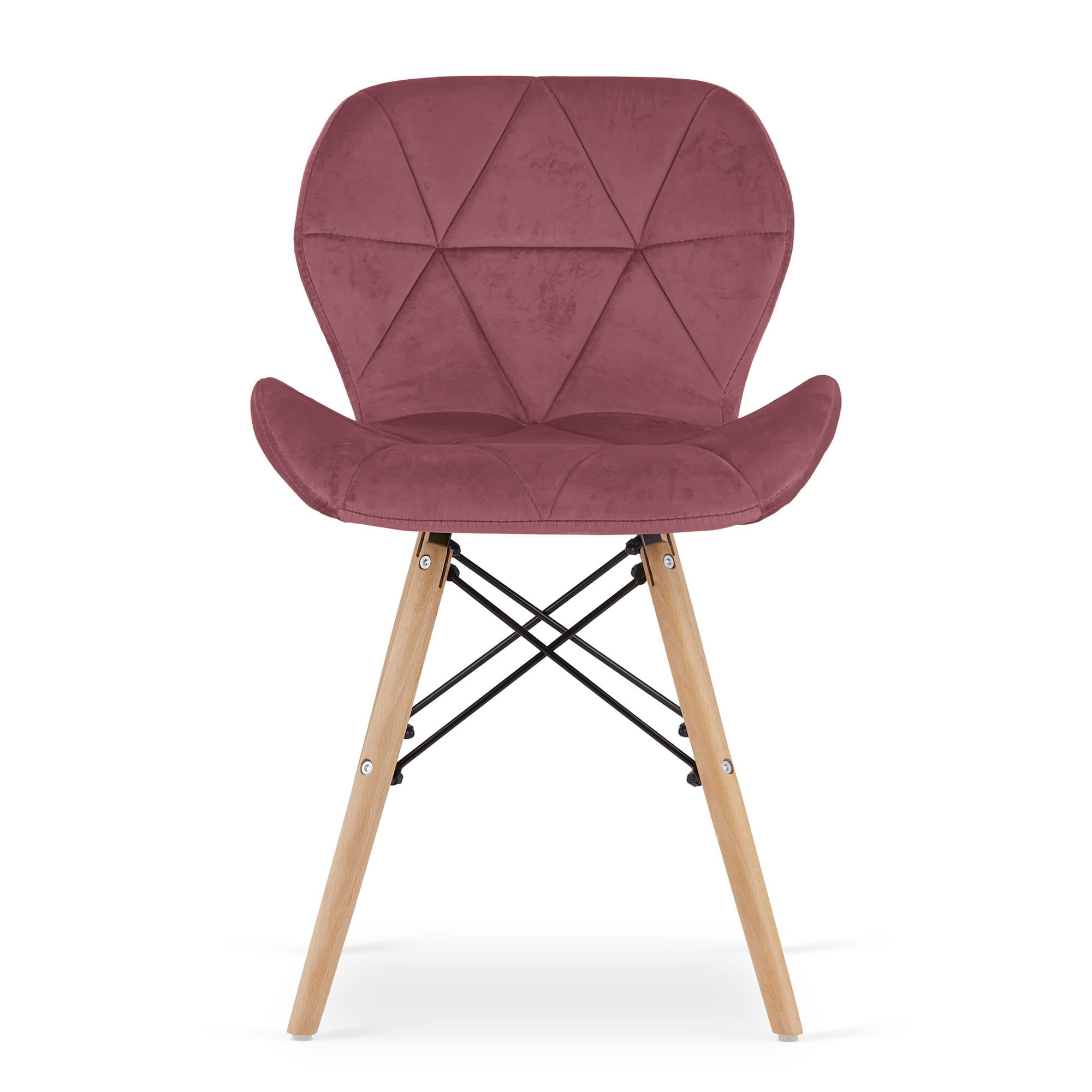 Sedia in velluto Valora WAKO rosa scuro con gambe in faggio x1