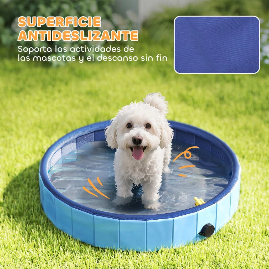 Vasca per Cani Pieghevole ¨C Zephmum ¨C PVC Antiscivolo Blu Chiaro ?80x20 cm