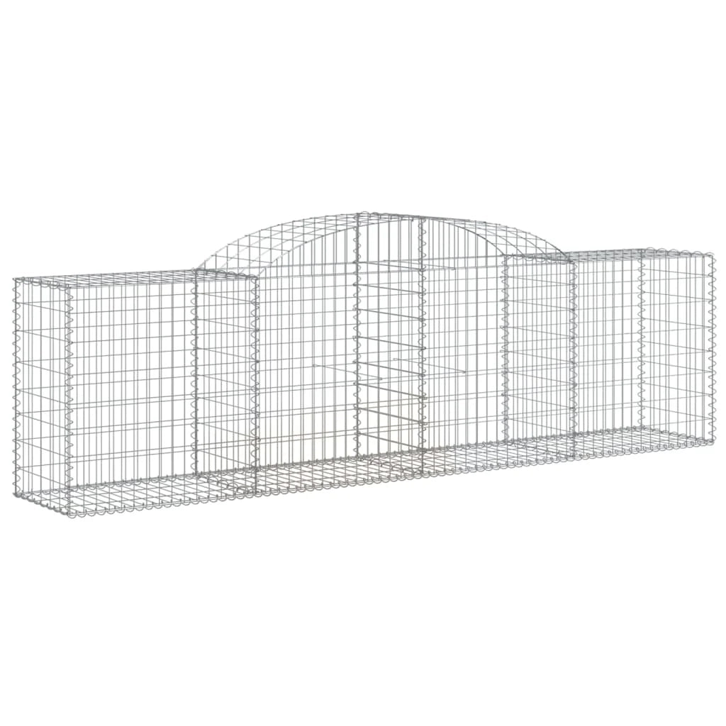 Set di 4 gabbioni ad arco per recinzione gabbia o muro di contenimento 300 x 50 x 80/100 cm ferro zincato argento 02_0041473