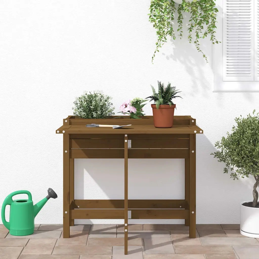 Fioriera da Giardino Piano Pieghevole Miele Legno Massello Pinocod mxl 134148