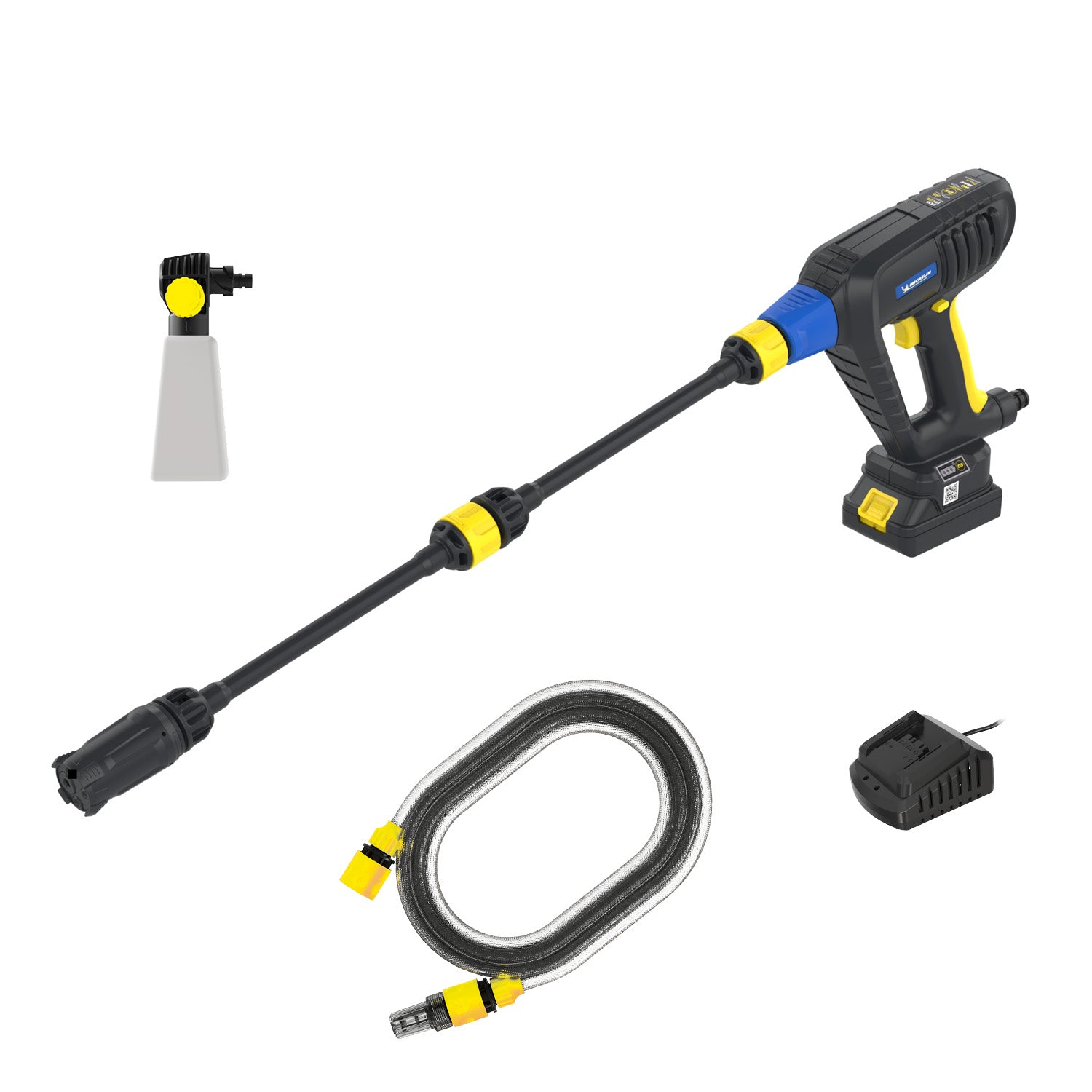 Michelin Idropulitrice Portatile MPX 250EDS, Batteria Ricaricabile (18V) Inclusa, per Veicoli e Auto, con Ugello 4 in 1 Multiuso, con Sistema Doppia VelocitÃ  