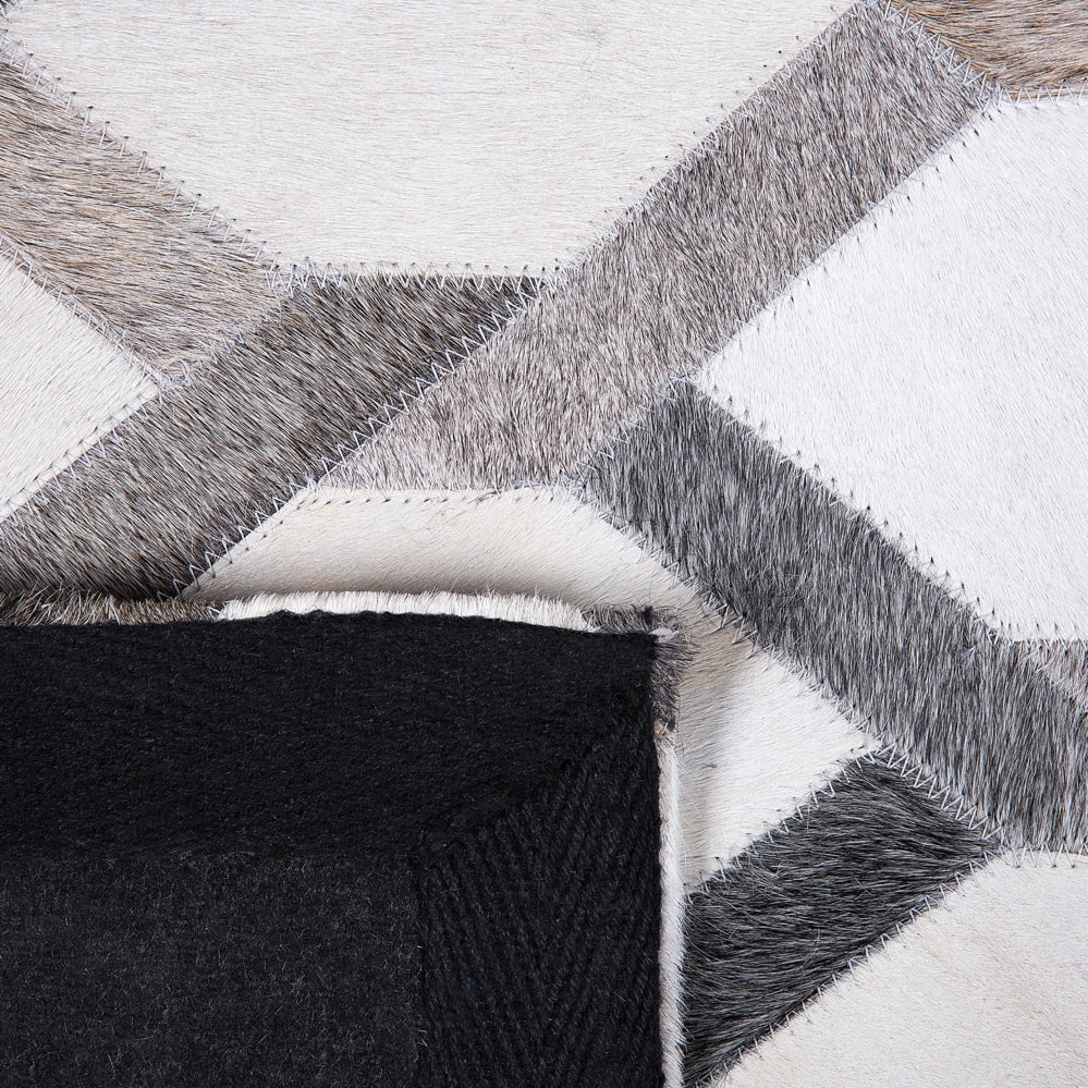 Tappeto tappetino Grigio Pelle 140 x 200 cm Patchwork Pelle Bovina Geometrico Rettangolare Moderno