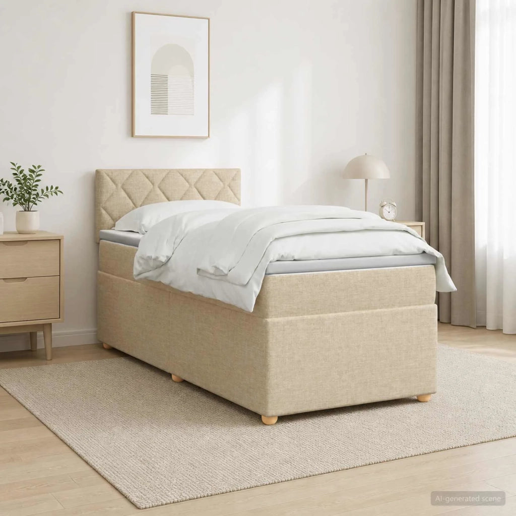 Letto box spring con materasso Crema 100 x 200 cm Tessuto 3452364
