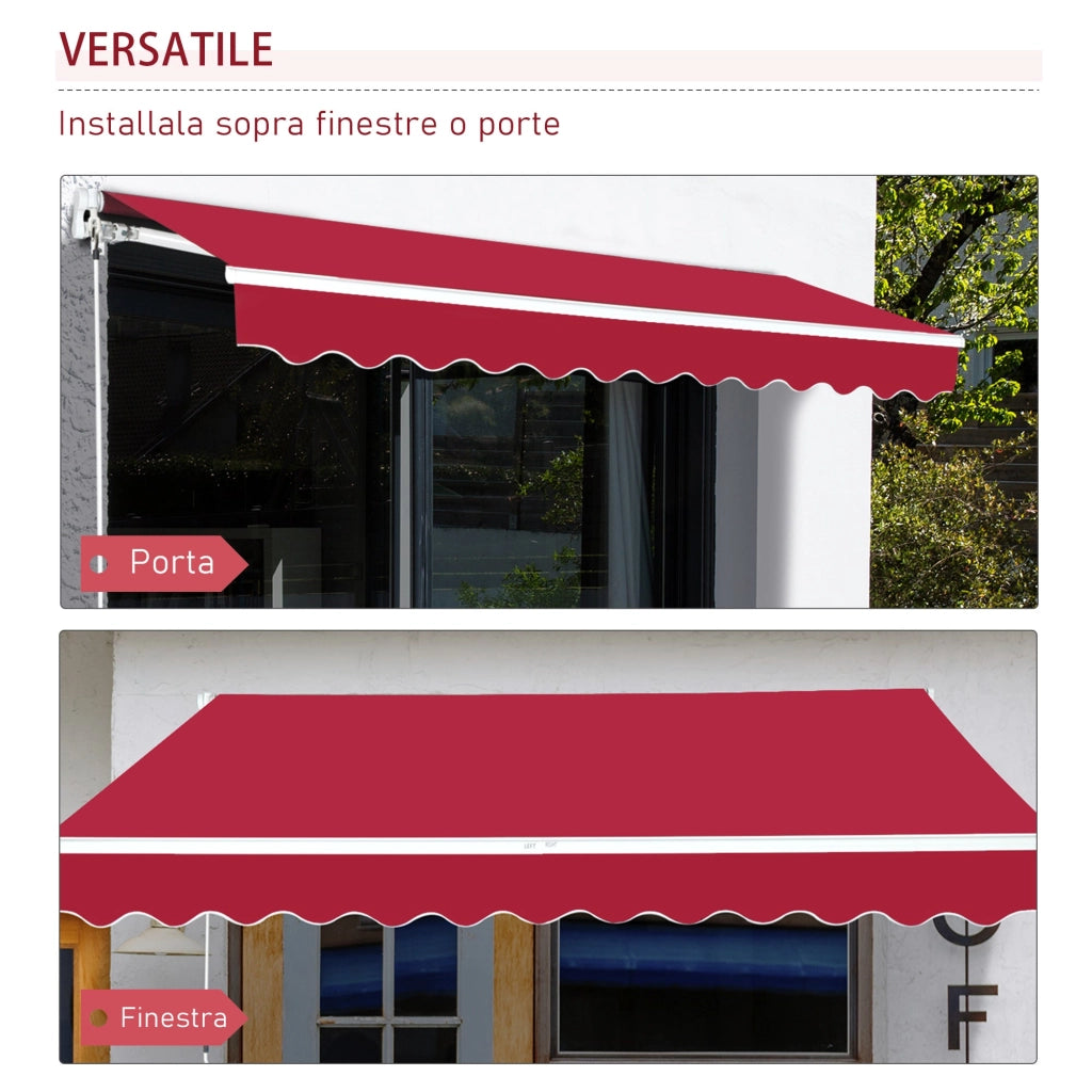 Tenda da Sole Avvolgibile a Parete 4x2.5m in Poliestere Rosso Scuro