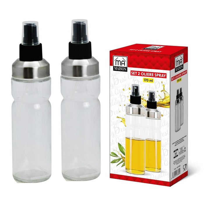 MA MAISON SET 4 OLIERE SPRAY IN VETRO LAVORATO CON DOSATORE A SPRUZZO E TAPPO SALVA FRESCHEZZA 170 ML