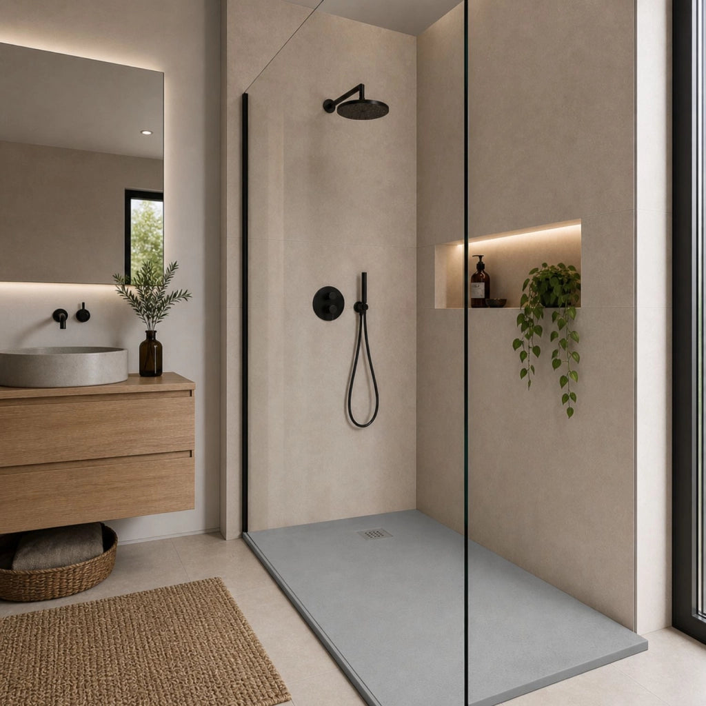 Piatto doccia grigio mineral marmo resina antiscivolo h 3,5 cm *** misure l140 x p80 x h3,5 cm, confezione 1