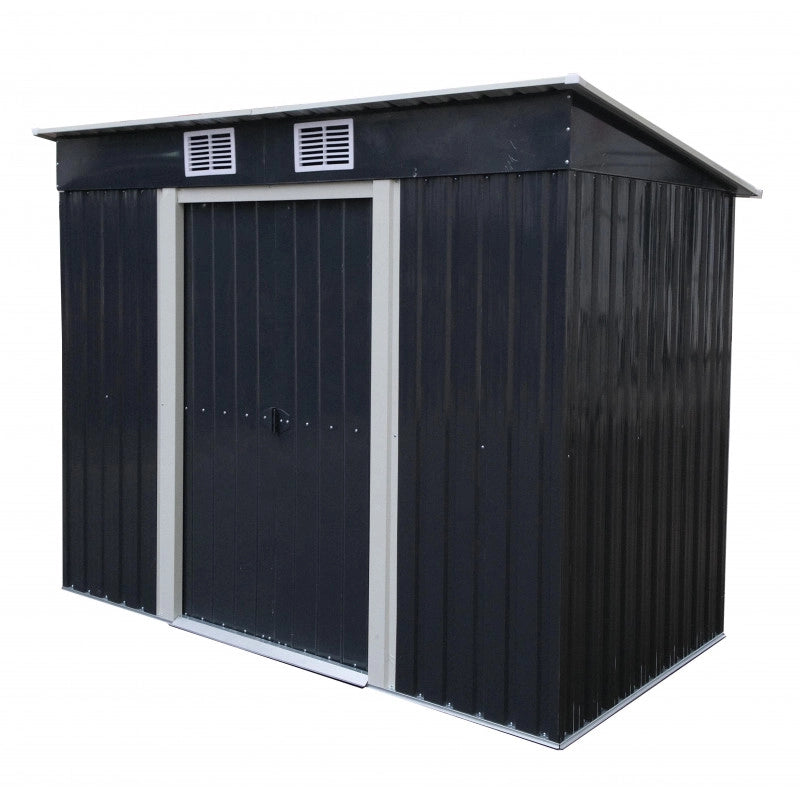Casetta da giardino in metallo 238x131 cm – Capanno con superficie 3,12 m² – Tetto monofalda – Doppia porta 74 cm – AM2413.1 Foresta