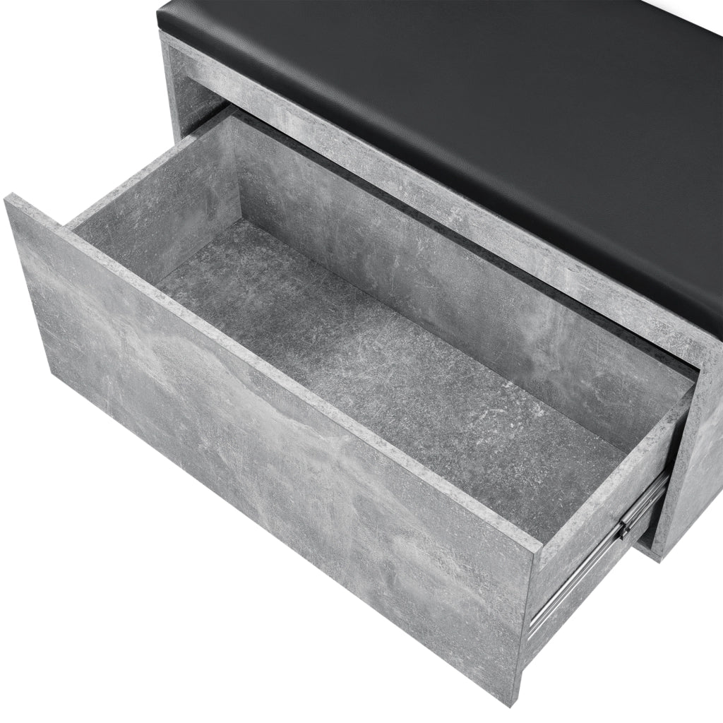 Panchina Portascarpe Degerfors con Cassetto 80x39x45 cm Effetto Cemento / Nero [en.casa]