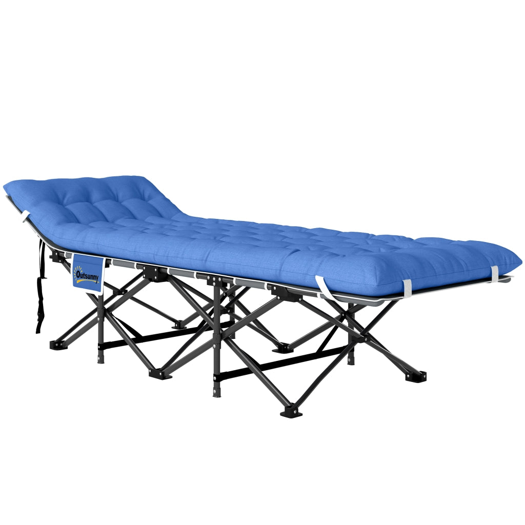 Letto da campeggio pieghevole con materasso ¨C zephmum ¨C blu scuro 185x68x37 cm