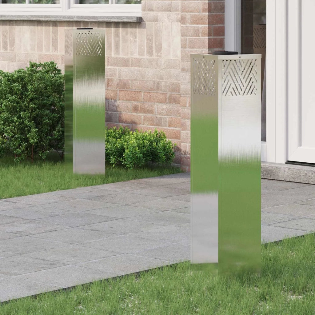 Faro LED solare per sentieri 2 pz Argento Acciaio inossidabile CFW5555714