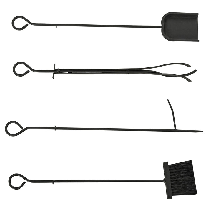 Portalegna per Camino 44,5x29,5x73 cm con Accessori in Metallo Nero