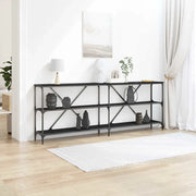 Tavolo consolle Rovere Nero 200 x 30 x 75 cm Legno multistrato 863447
