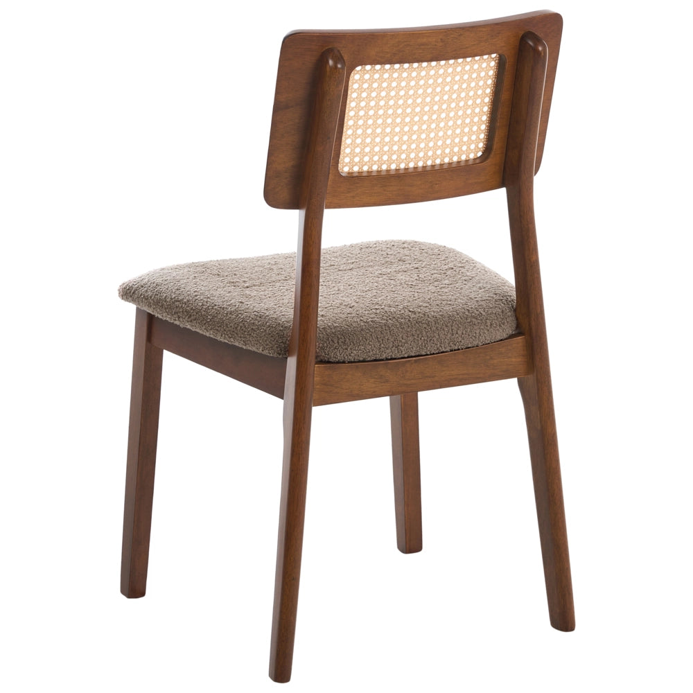 Set di 2 Sedie da Pranzo Marroni in Tessuto Bouclé con Seduta Imbottita, Schienale in Tessuto e Struttura in Legno Embar
