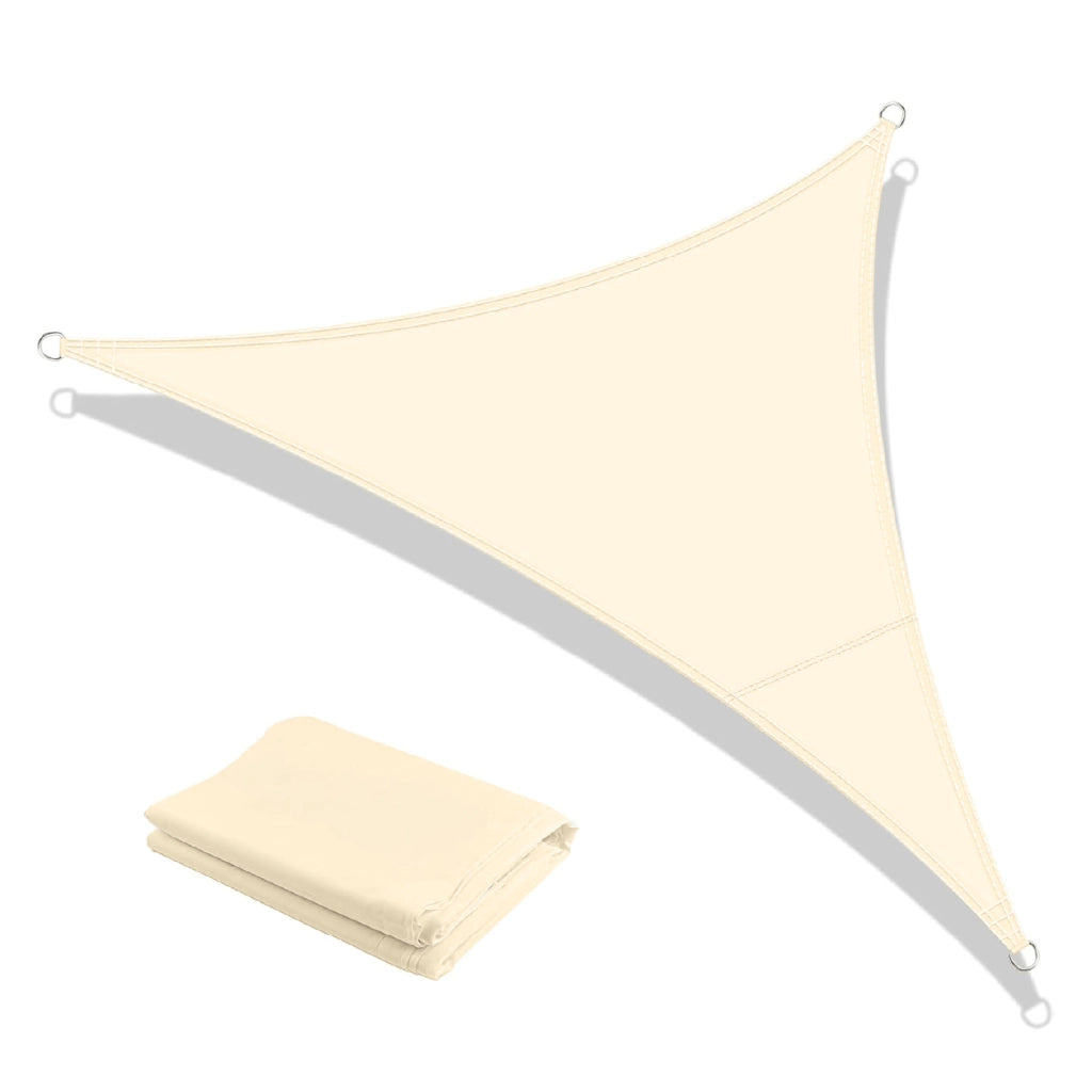 Tenda a Vela Ombreggiante Impermeabile con Anelli Rinforzati Copertura Sole per Giardino Terrazzo Balcone Patio Diverse Forme e Misure Beige - Triangolare5x5 Metri