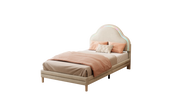 Letto Singolo per Bambini con LED Regolabile e Testiera a Nuvola; 90×200 cm; Senza Materasso; Beige