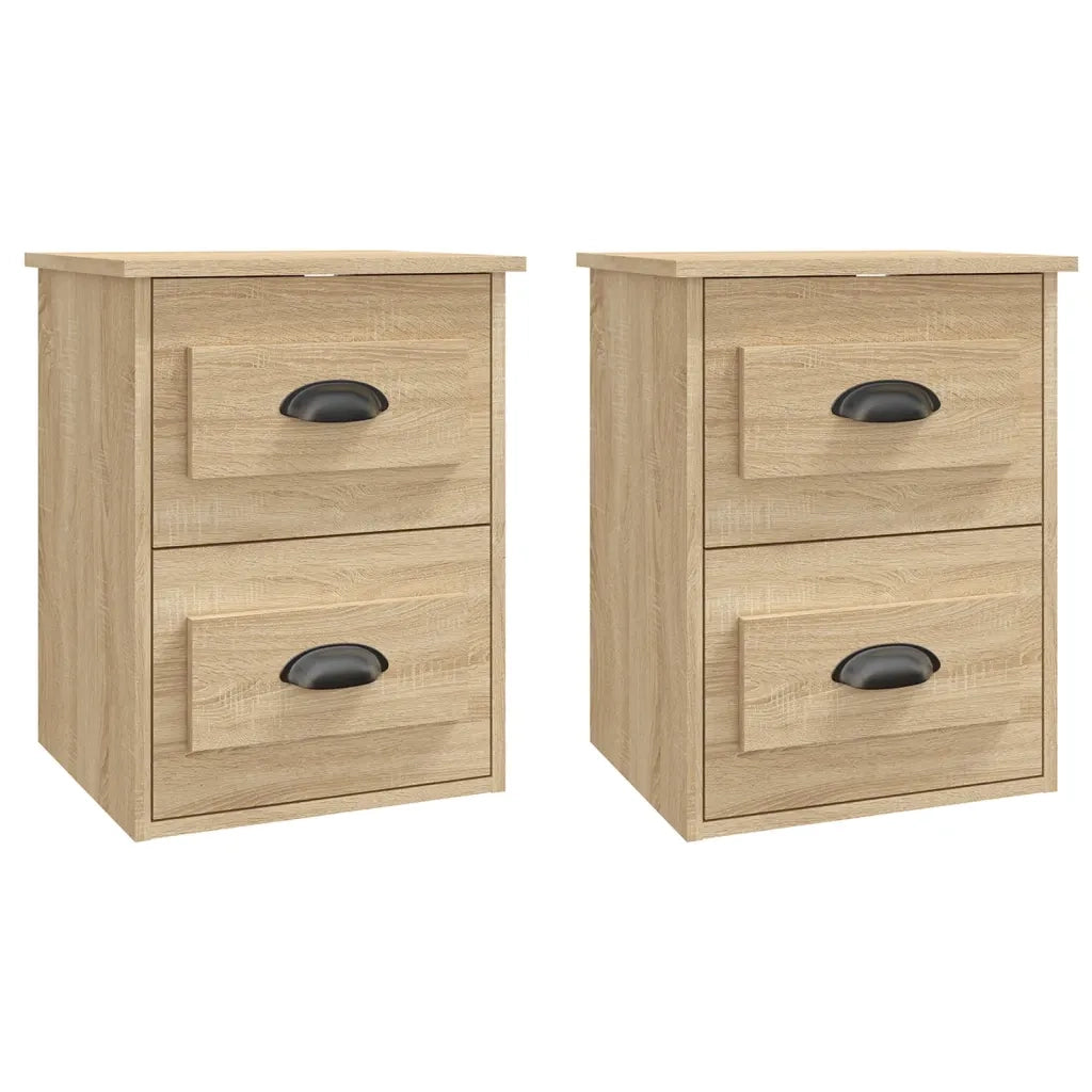 Comodini a Parete 2 pz Rovere Sonoma 41,5x36x53 cm