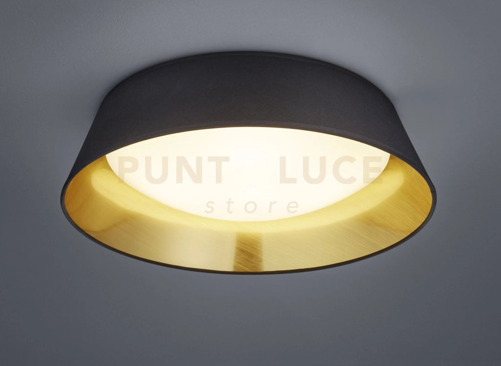 PONTS PLAFONIERA LED 18W 2000lm, 3000K DIFFUSORE METACRILATO BIANCO CON PARALUME NERO INTERNO ORO D.45CM