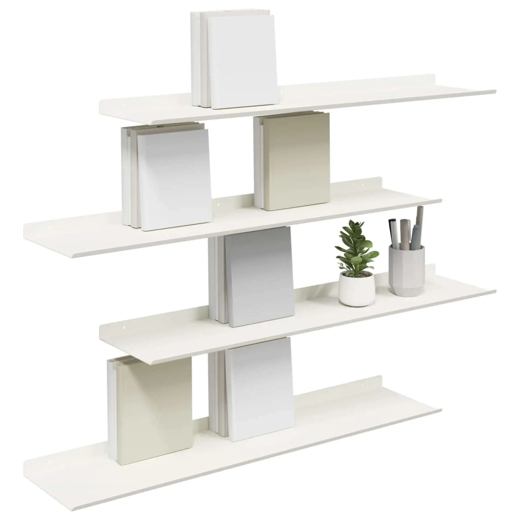 Mensola sospesa 4 pcs Bianco 80 x 18 x 2,5 cm Acciaio