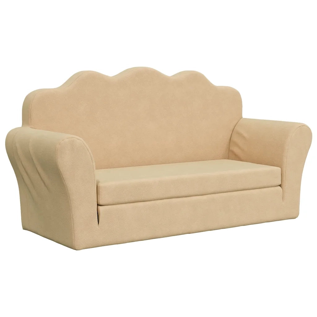 Divano letto | Sof¨¤ letto | Letto singolo per Bambini a 2 Posti Crema in Morbido Peluche