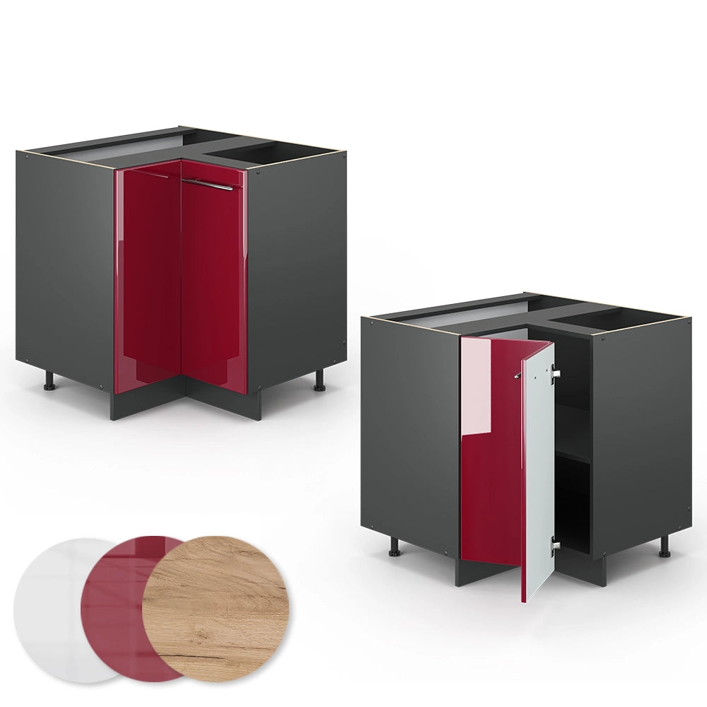 Vicco Mobile ad angolo cucina Rosso bordeaux lucido 80.5 cm senza piano di lavoro