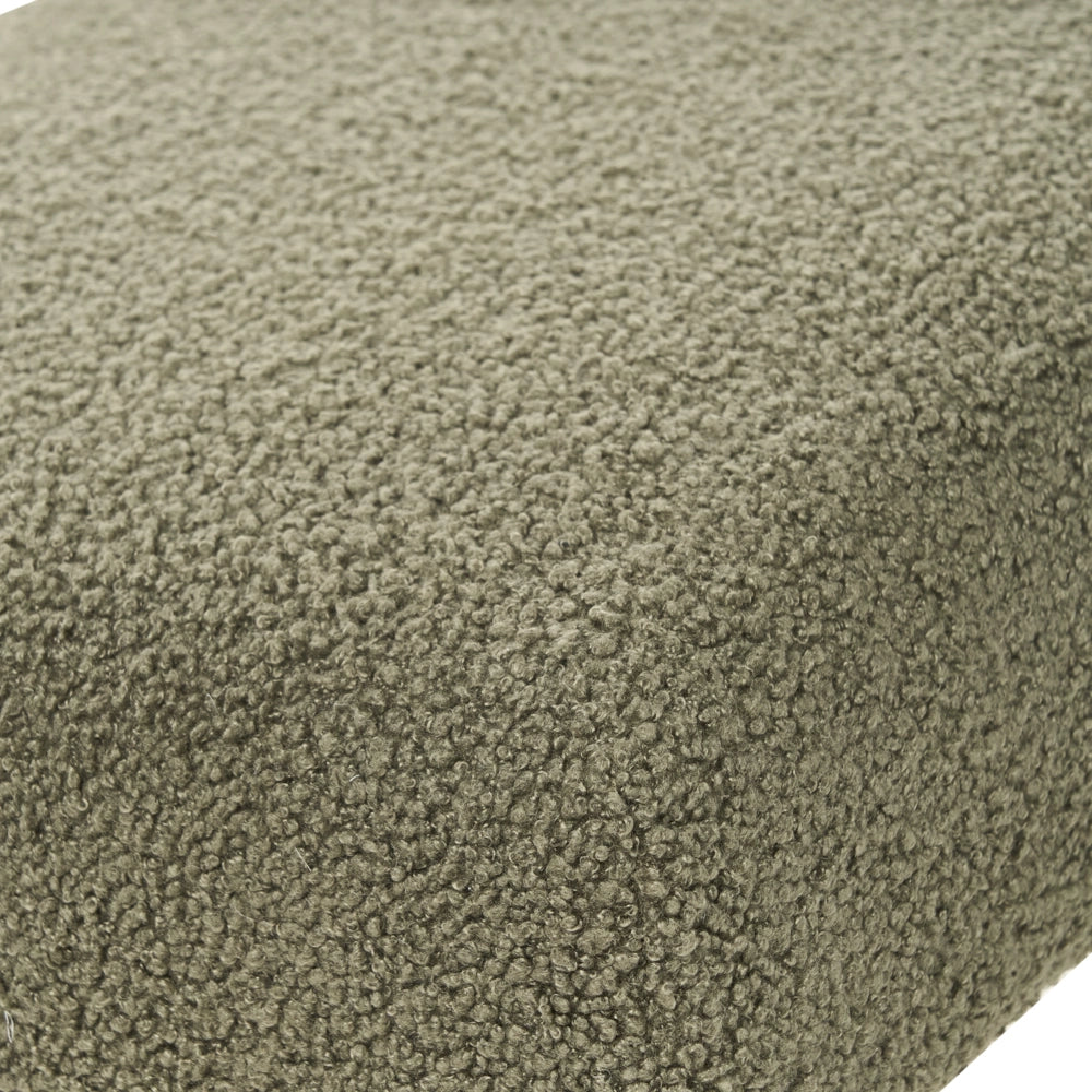 Panca Boucle Verde e marrone chiaro con gambe in legno imbottite Panca per corridoio e panca da letto