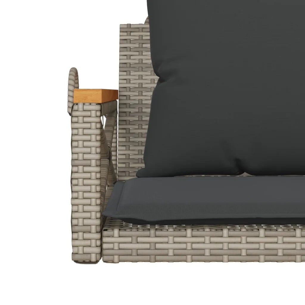 Panca da Giardino | Panchina Dondolo con Cuscini Grigia 63x62x40 cm in Polyrattan