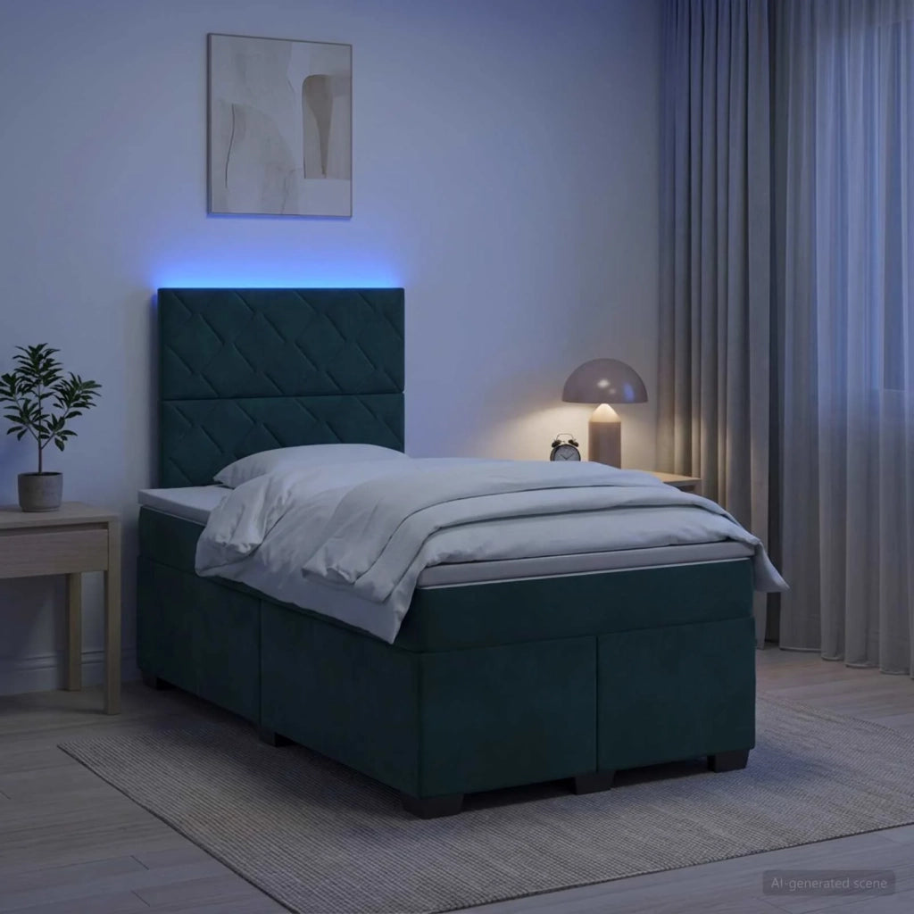 Letto box spring con materasso Verde Scuro 120 x 200 cm Velluto 3455093