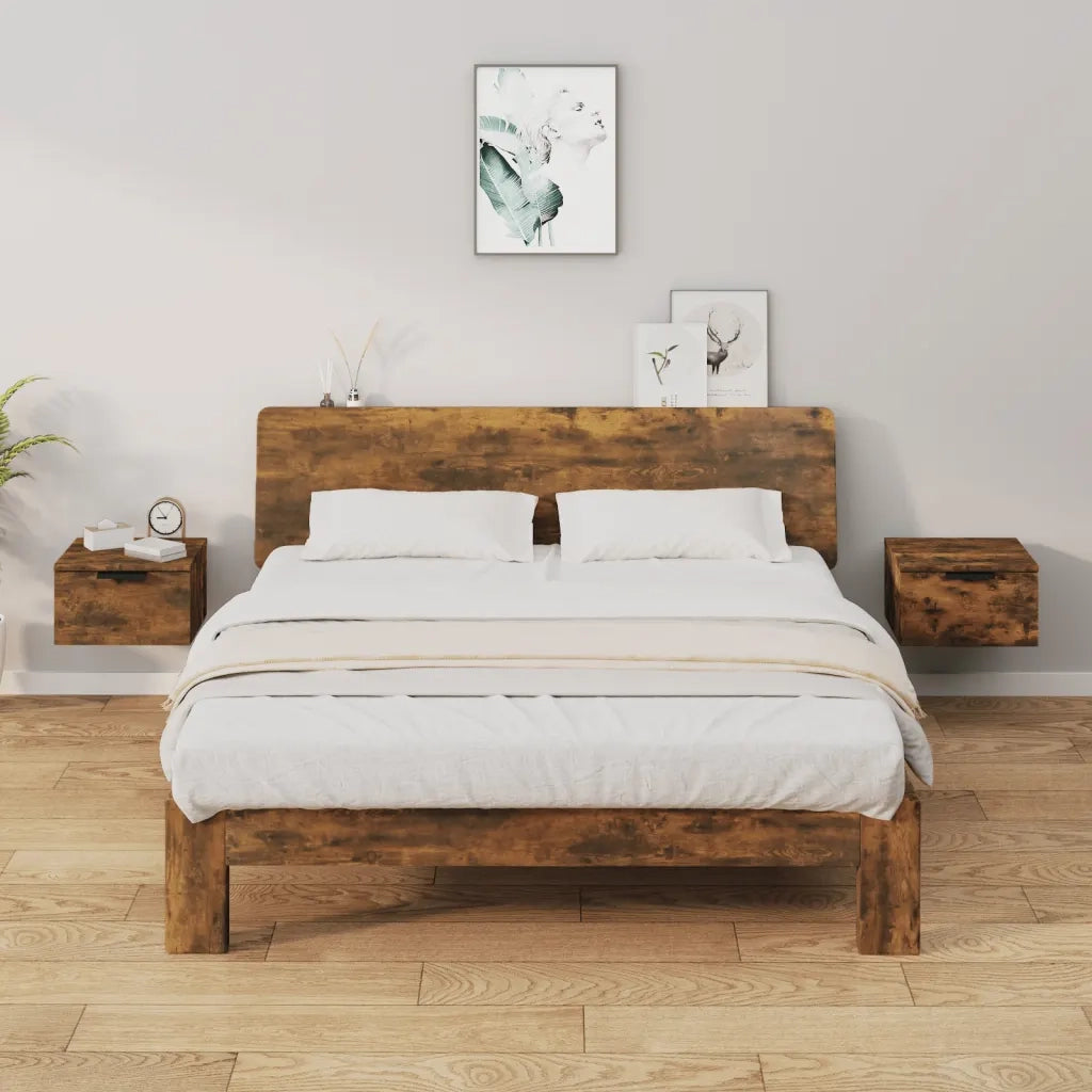 Comodini a Muro 2 pz Rovere Fumo 34x30x20 cm cod mxl 46557