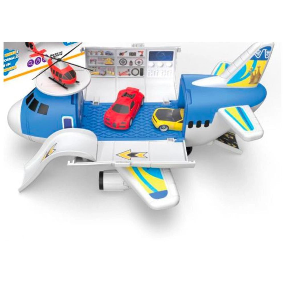 Trade Shop - Parcheggio Aereo Macchinine Elicottero Giocattolo Per Bambini 38x25x10 Cm Età 3+ -