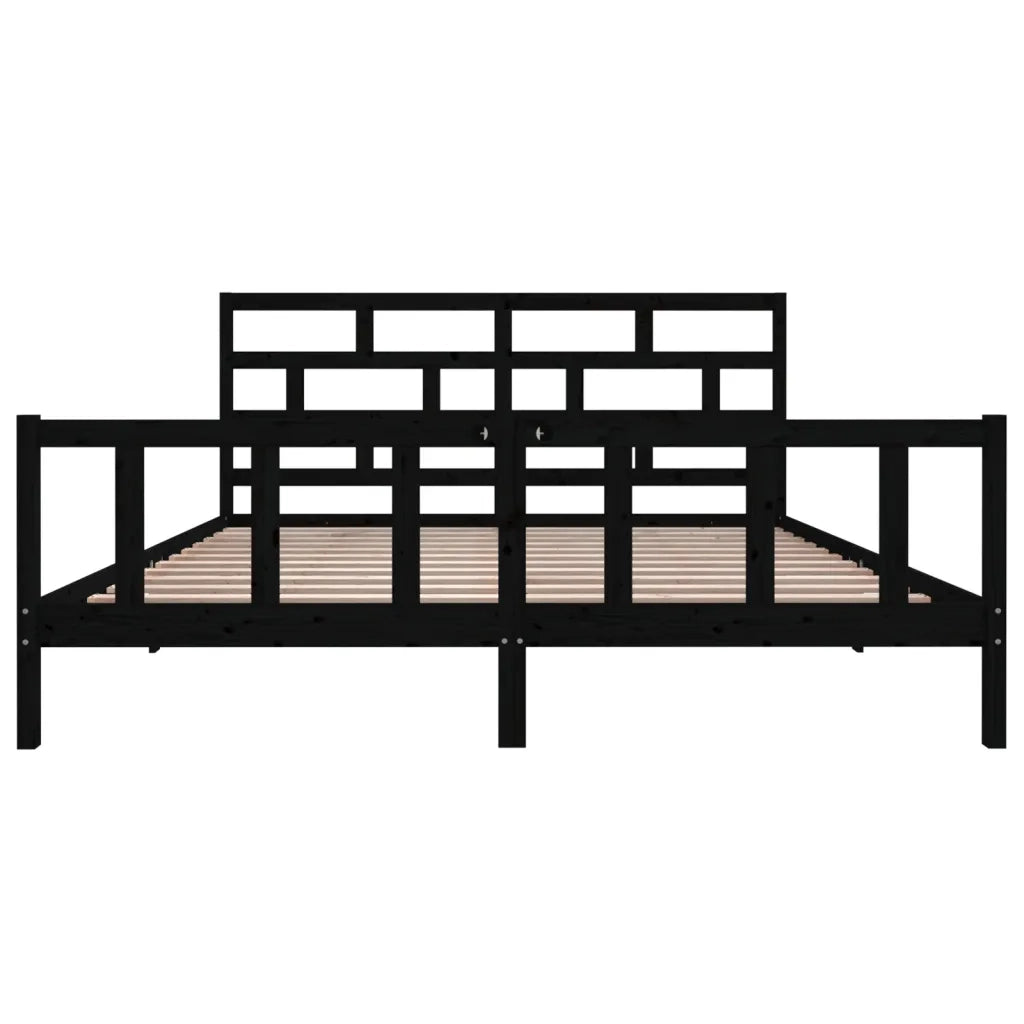 Giroletto Nero in Legno Massello di Pino 200x200 cm 3101372