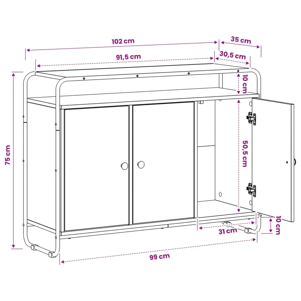 Credenza Rovere Sonoma 102 x 35 x 75 cm Legno ingegnerizzato 8007985